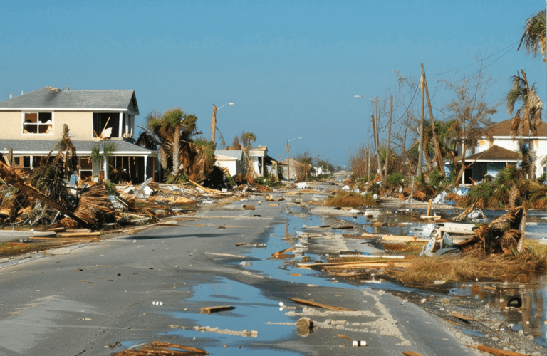 a road with debris on it